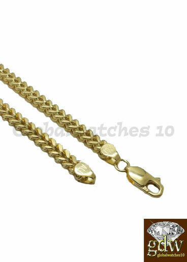 Real 10k Gold Necklace 3mm Franco chain 22 24 26 28 Inch lobster Lock For Male