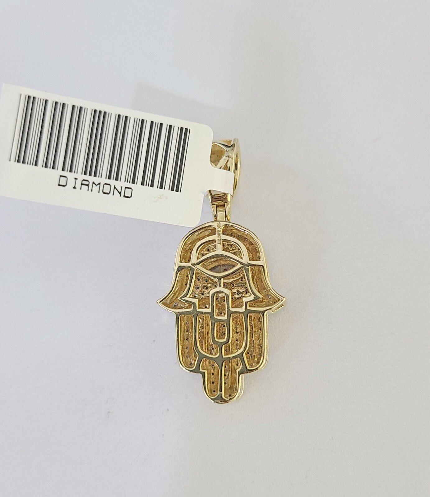 10k Diamond Hamsa Charm Miami Cuban Chain 4mm 22 inch SET Yellow Gold