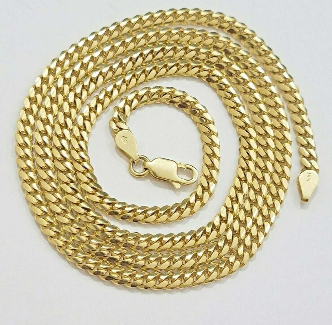 Real 10k Gold Chain Miami Cuban Solid Link Necklace 18"-24" Inch 3mm 10KT Yellow