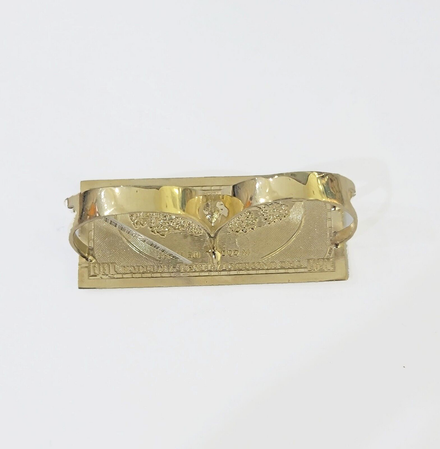 Real 10K Gold 100 Dollar Bill Ring Diamond Cut 10kt yellow Gold Ring All Sizes