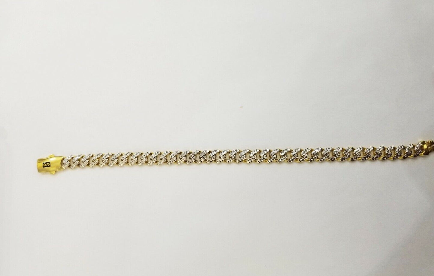 10K Yellow Gold Monaco Chain Bracelet 8mm Diamond Cut 8.5 " Long 10kt