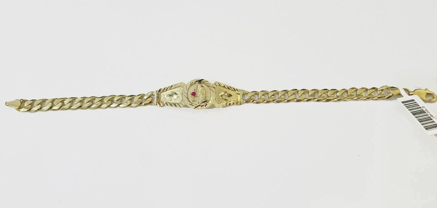 10k Gold St Barbara Miami Cuban Bracelet Size 8" Inches 7mm 10kt Mens Ladies