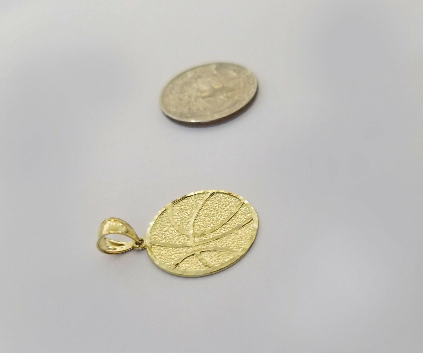 10k Yellow Gold Basketball Charm Pendant 1 Inch 10kt Real Gold
