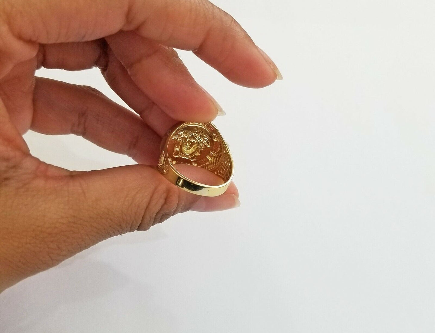 Real 10K Yellow Gold Ring Head Pinky Casual Mens Ring All Sizes