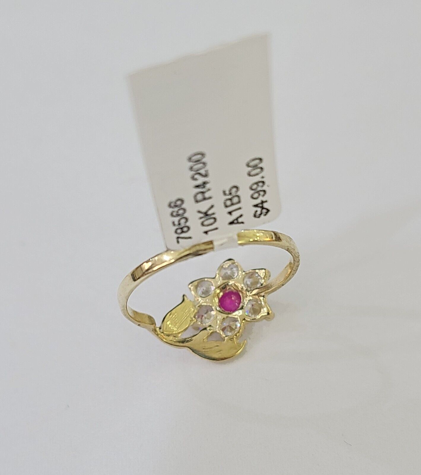 Real 10k Yellow Gold Flower Leaf Ring Wedding Engagement Size 7 WomensRing