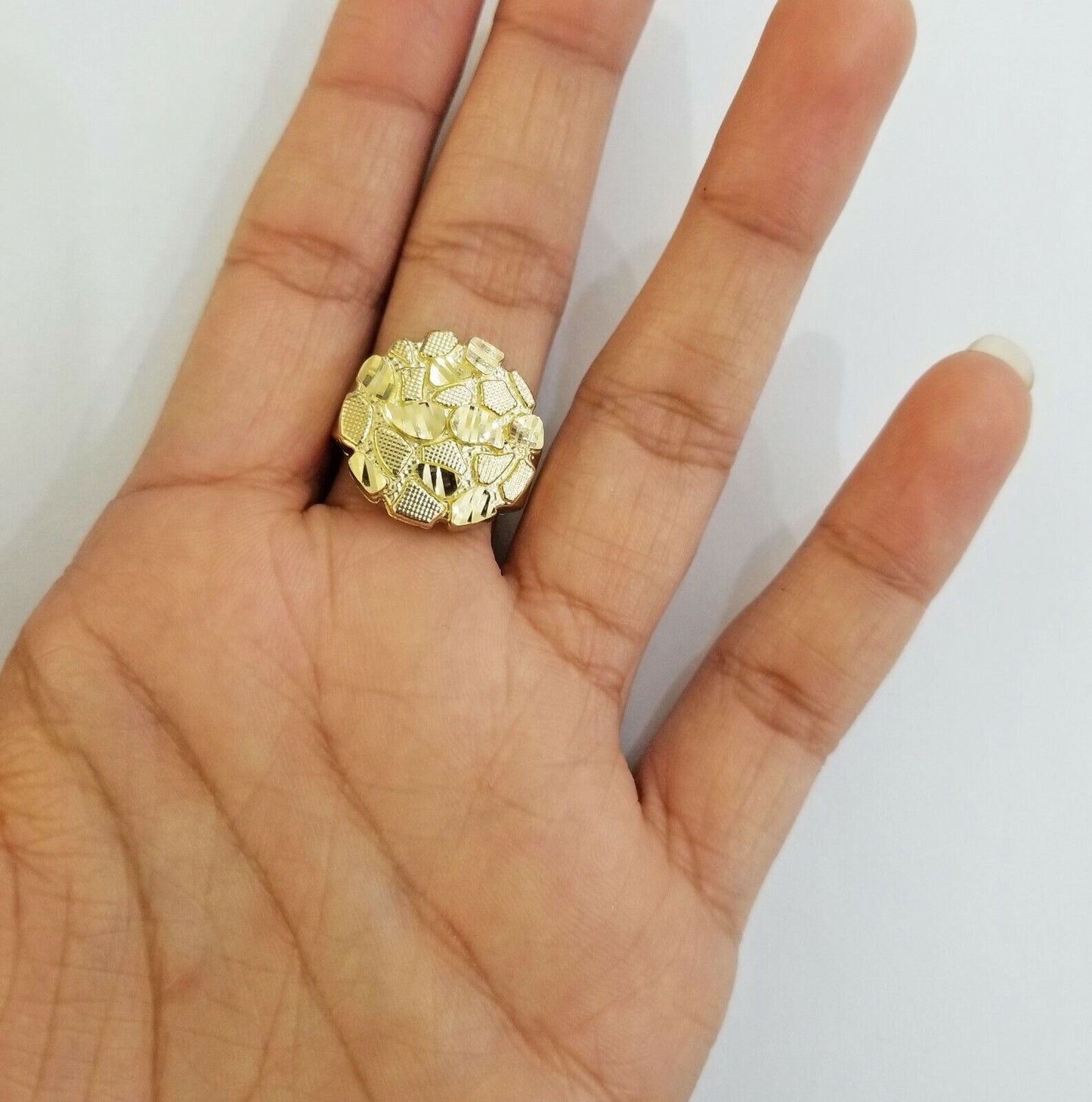 10k yellow Gold Nugget Men Ring All Sizes