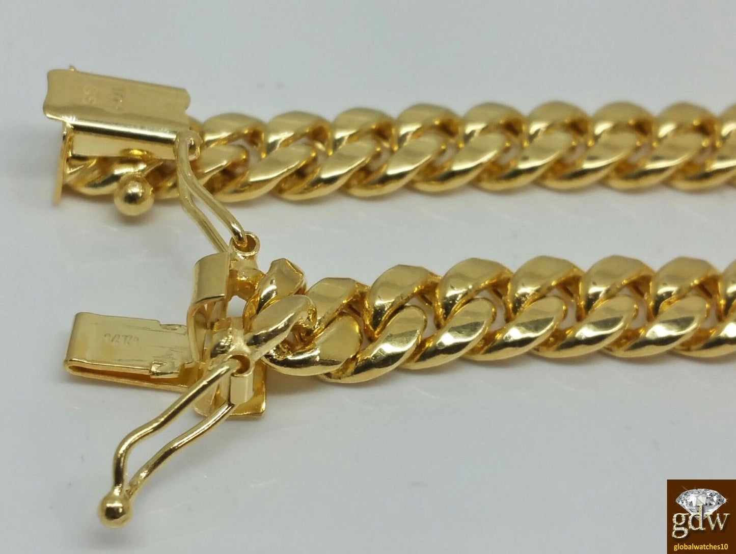14K Yellow Gold Cuban Link Chain 8mm 28 inch Long BOX LOCK Men Necklace REAL