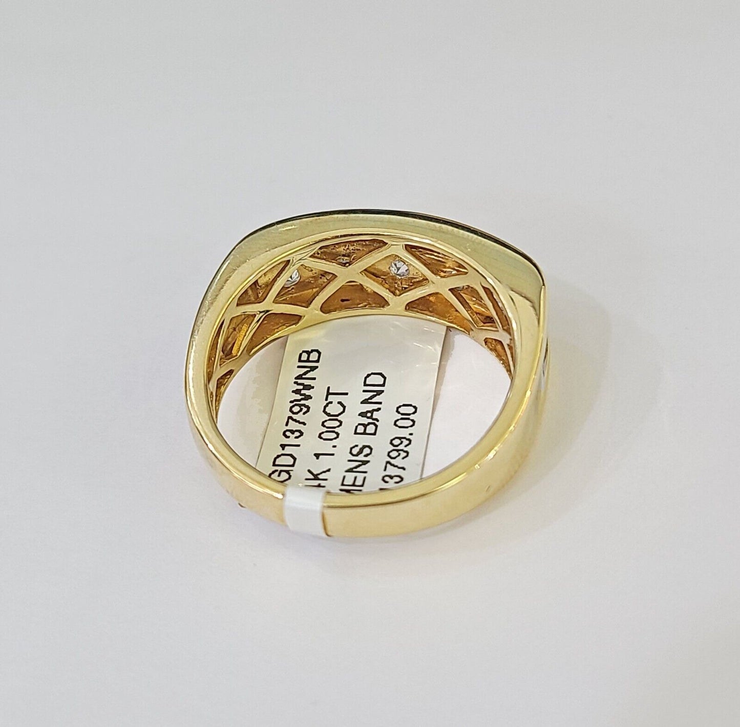 Real 14k Yellow Gold White Diamond Mens Ring Genuine Natural