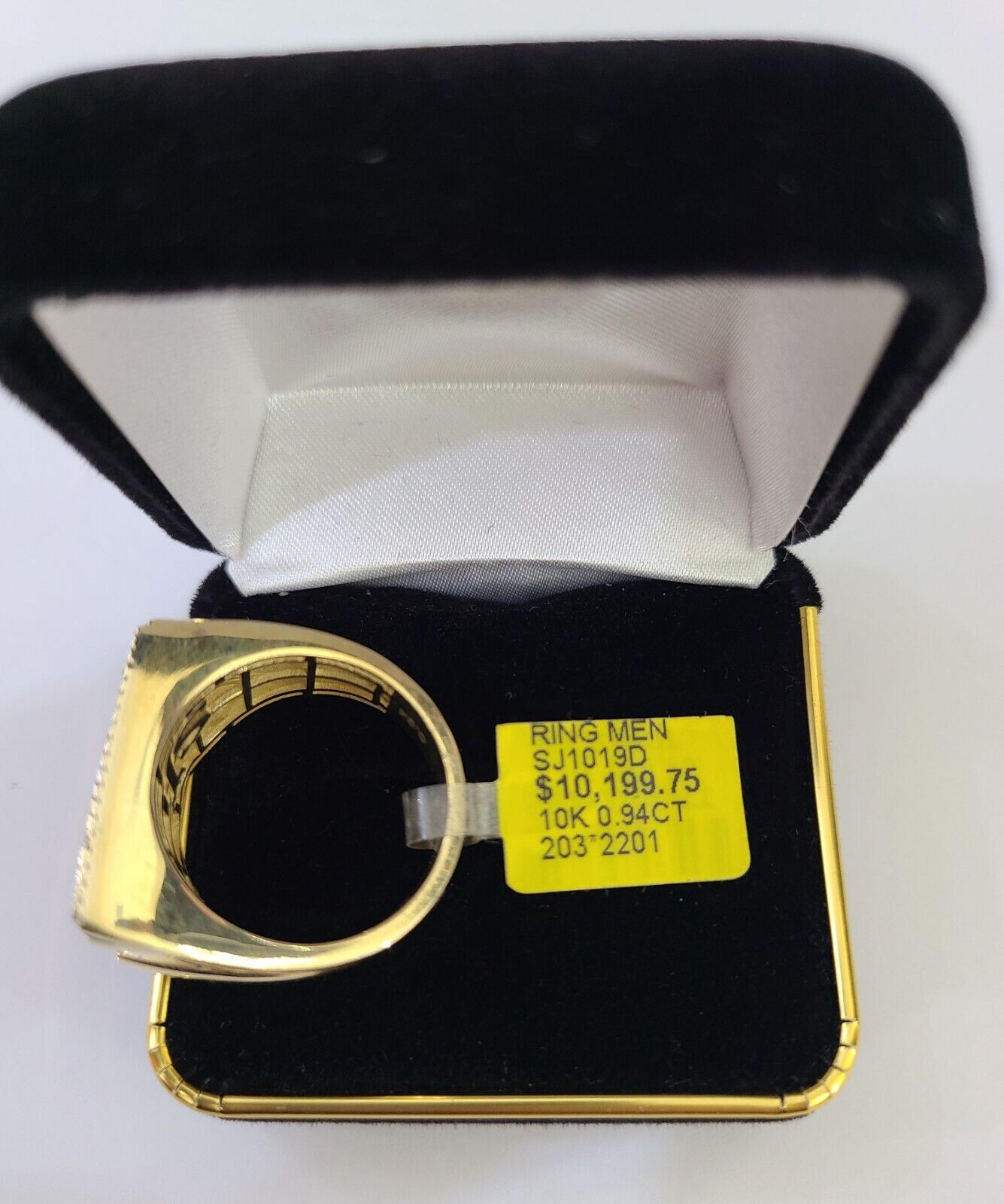 Real 10k Yellow Gold Diamond Ring 100 Shaped Men Ring