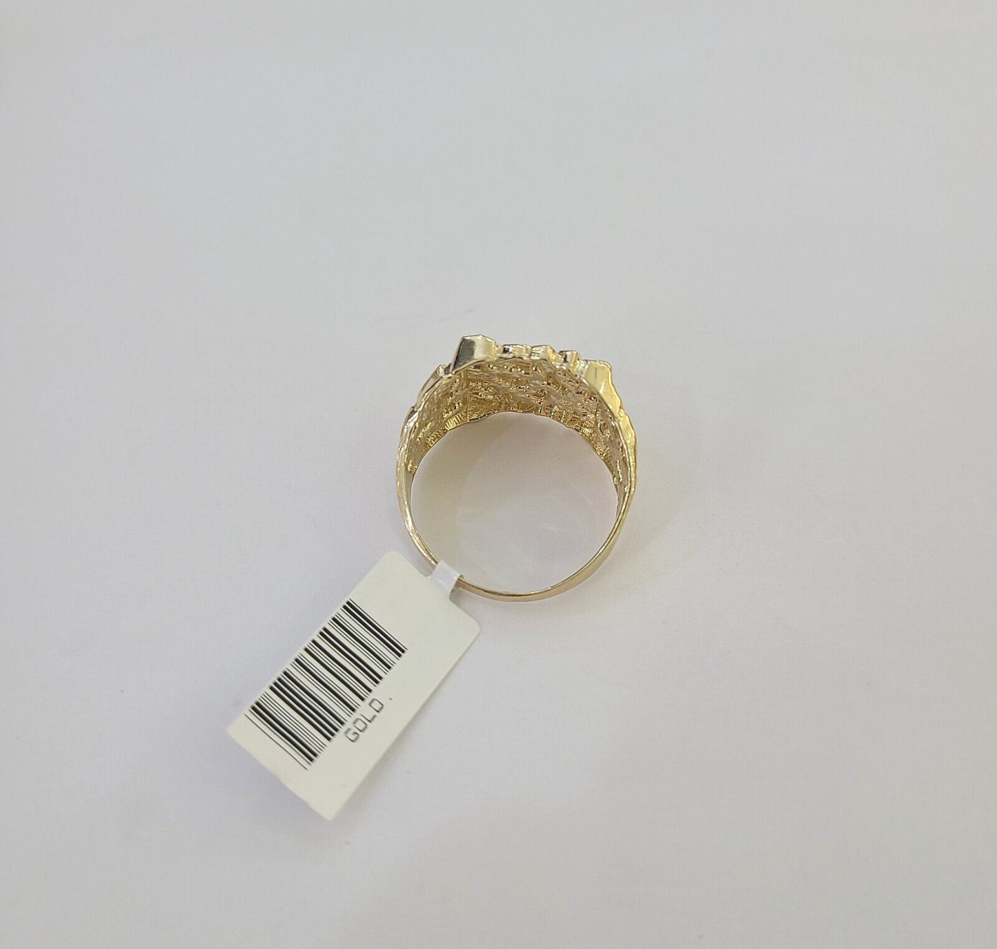 14k Yellow Gold Nugget Band Ring Casual Square Gold Ring Sizable 10kt All Sizes