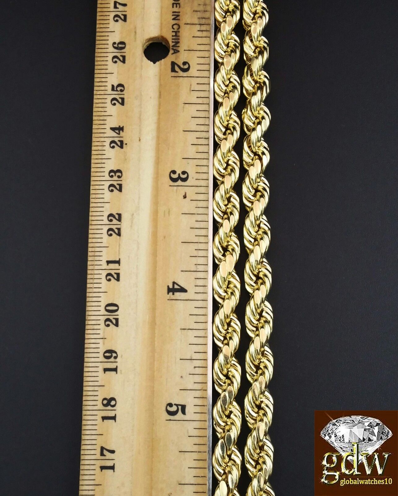 Real 10K Yellow Gold 28" Inch Rope Chain with Jesus Cross Charm Pendant Men