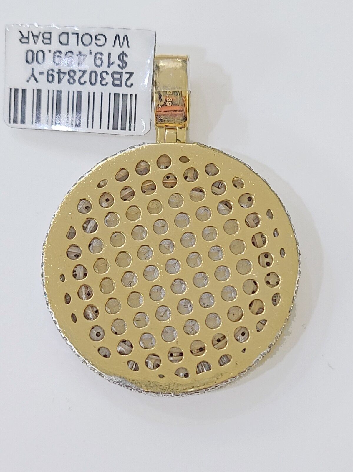 14k Real Yellow Gold And Diamond Circular Charm / Pendant 3.39CT