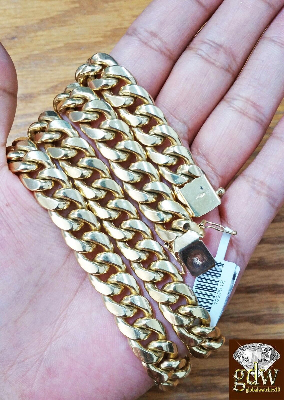 Mens 10k Yellow Gold Miami Cuban 10MM Box Clasp 24 Inch Chain Thick