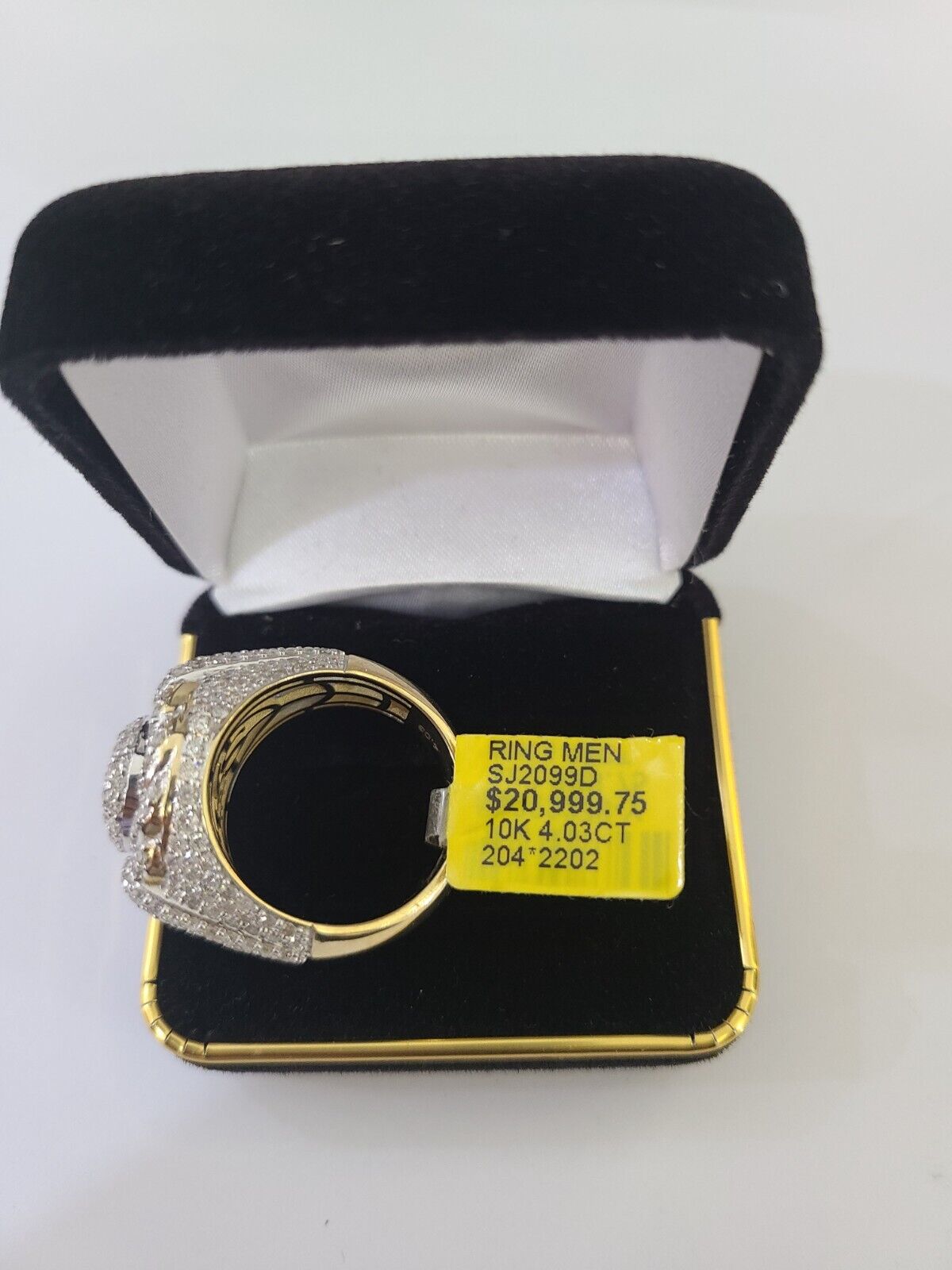 Real 10k Yellow Gold White Diamond Ring Size 10 Mens Ring