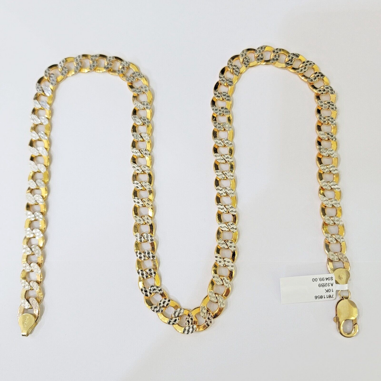 Real 10k Yellow Gold Cuban Curb Link Chain 9mm gold with diamond cuts