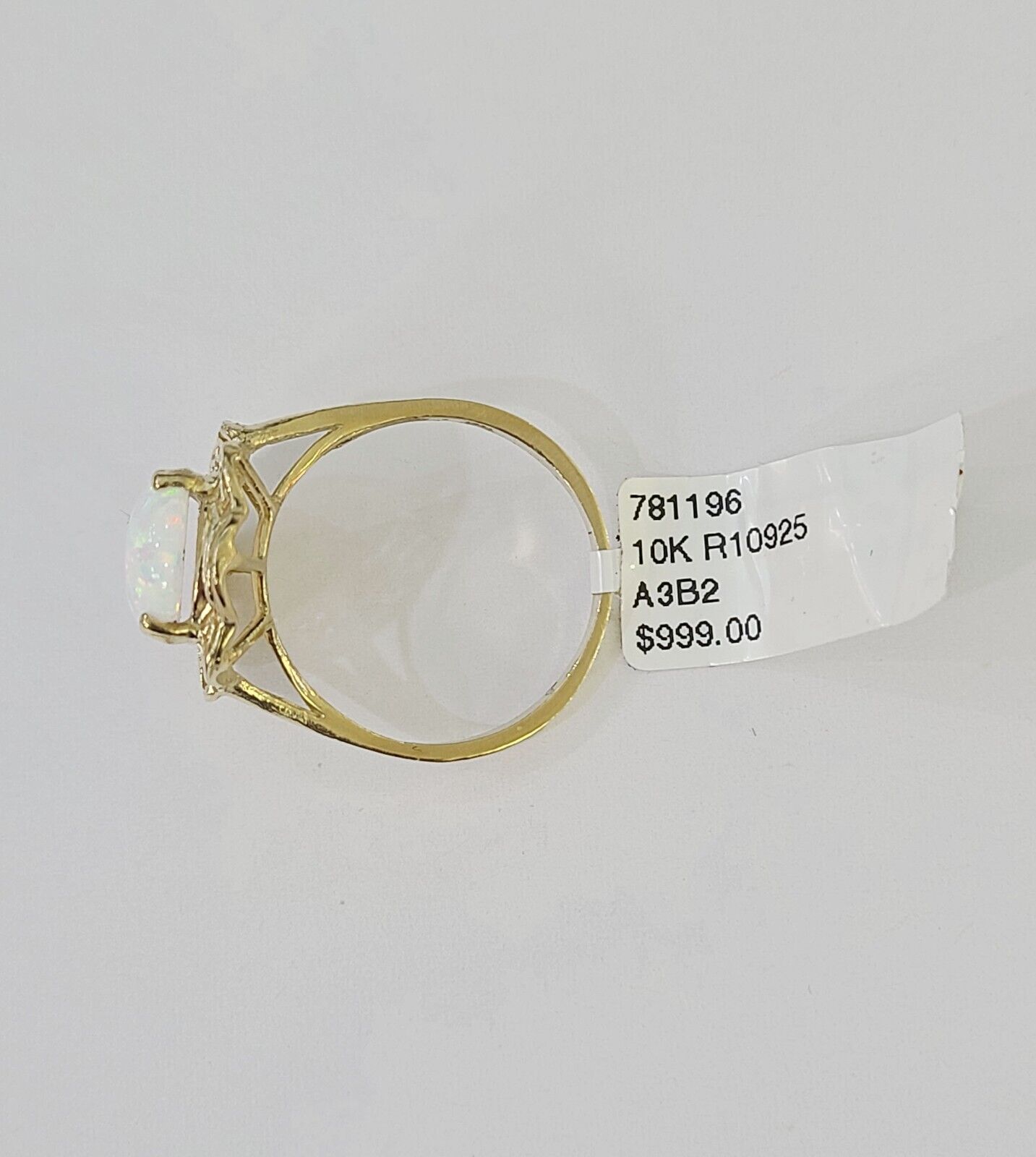 REAL 10K Yellow Gold Opal Ring Band Style Rings Women Genuine