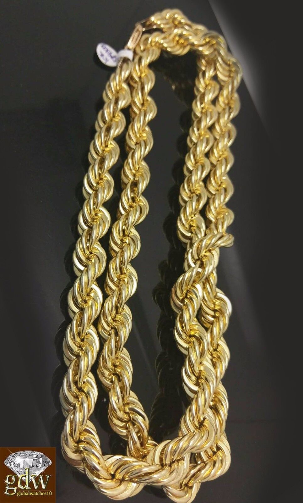 Real 10k Yellow Gold Rope Chain 15mm 1.81 Ct Diamond Jesus Head Charm Pendent