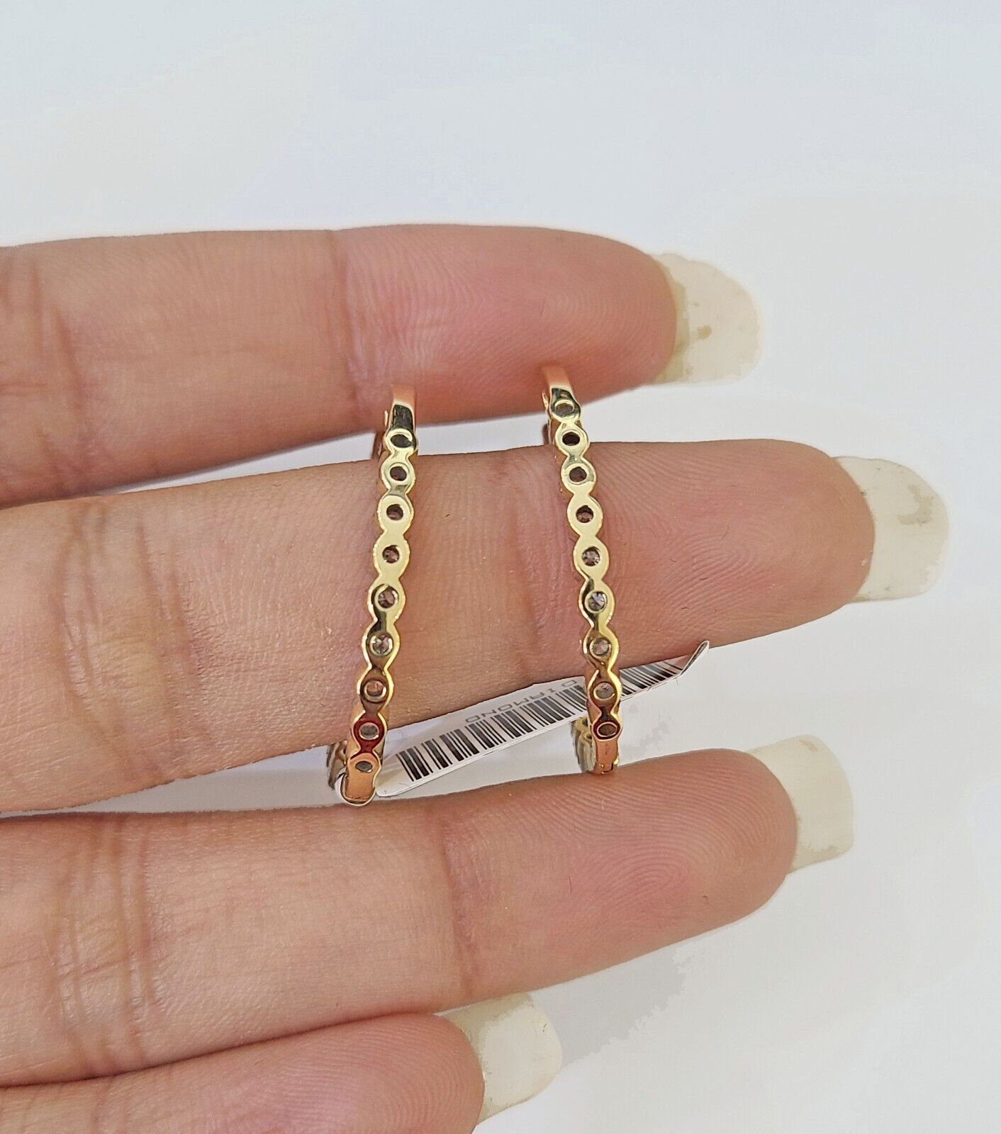 14k Yellow gold Hoops Earring Real Diamond Women Genuine