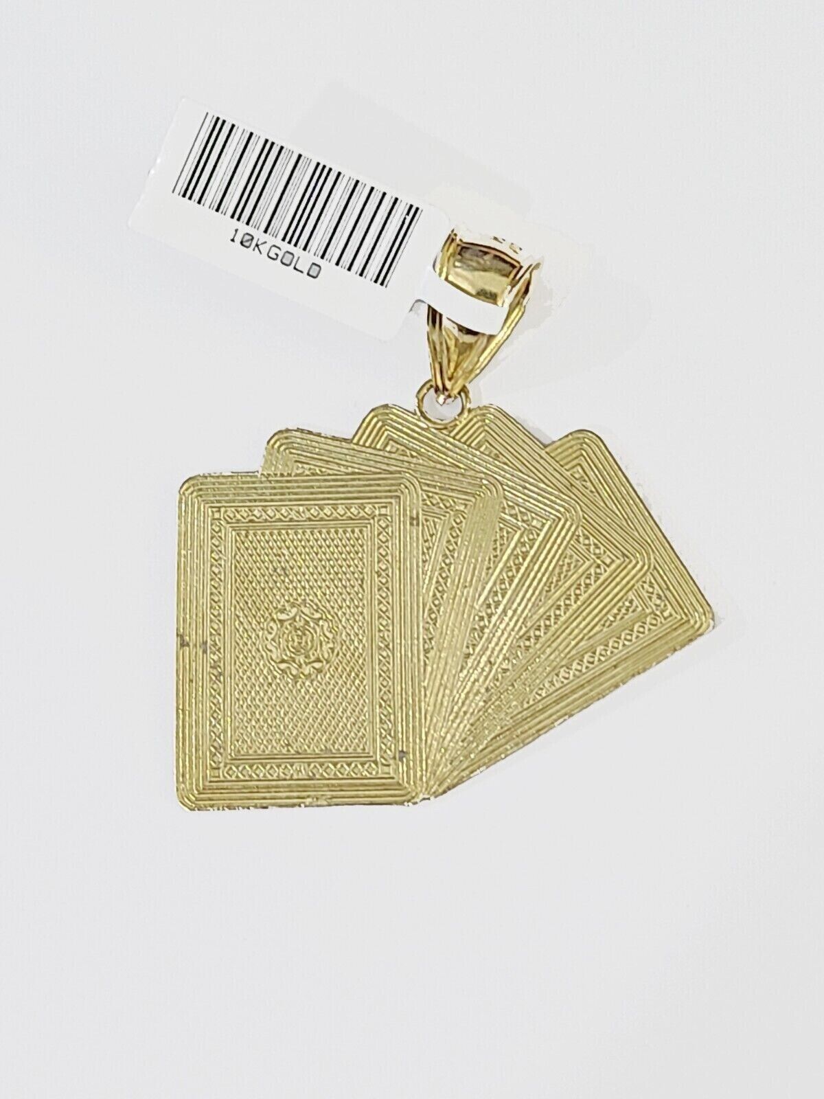 10k Gold Royal Flush Pendant Rope Chain 3mm 26'' Necklace Set Real Yellow