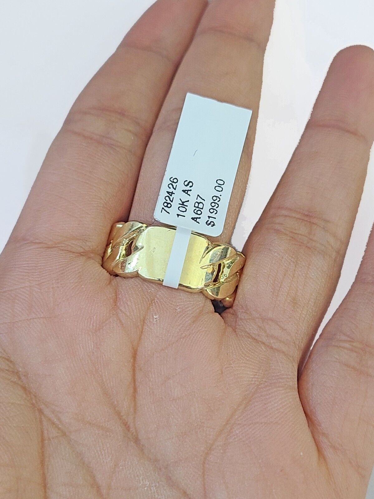 REAL 10K Yellow Gold Miami Cuban Ring Band Style Rings Men Women Pinky All Sizes