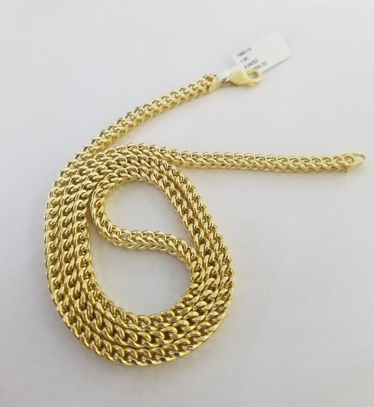 Real 10k Gold Nugget Cross Pendant Franco Necklace 4mm 24" Chain Charm SET 10kt