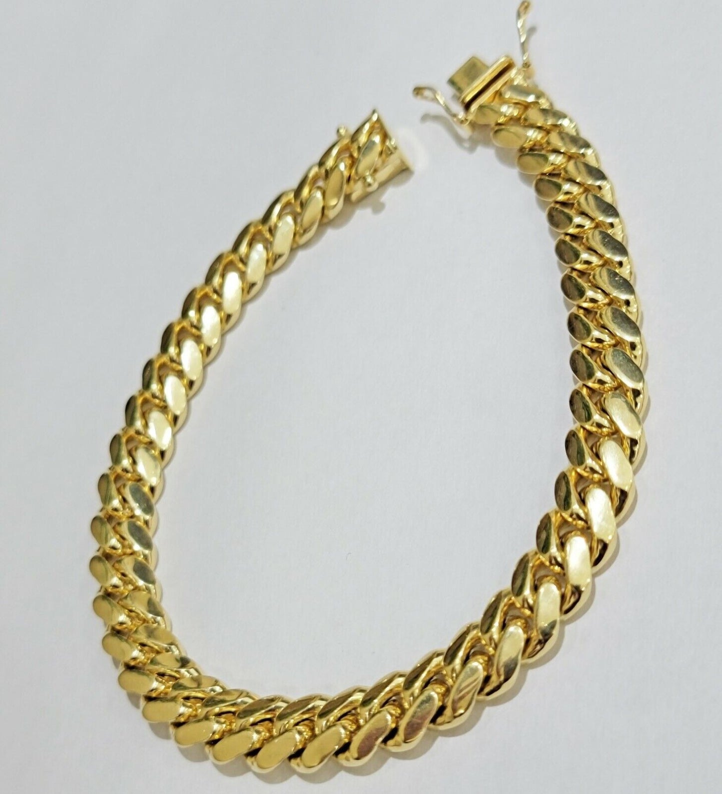 Solid Gold Cuban Link Ladies Bracelet 8mm 7.5" REAL 10k Yellow Gold Box Lock