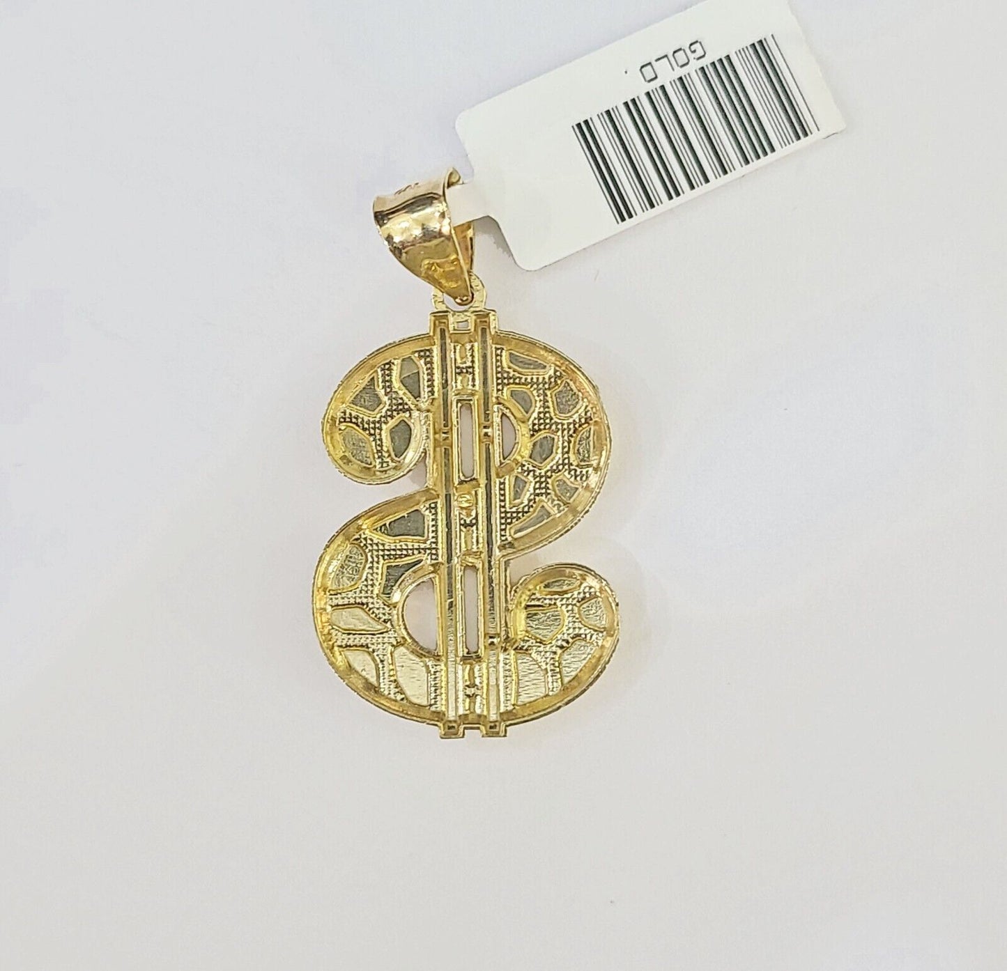 10k Yellow Gold Miami Cuban Chain & Dollar Charm Pendent SET 3mm 22 Inches