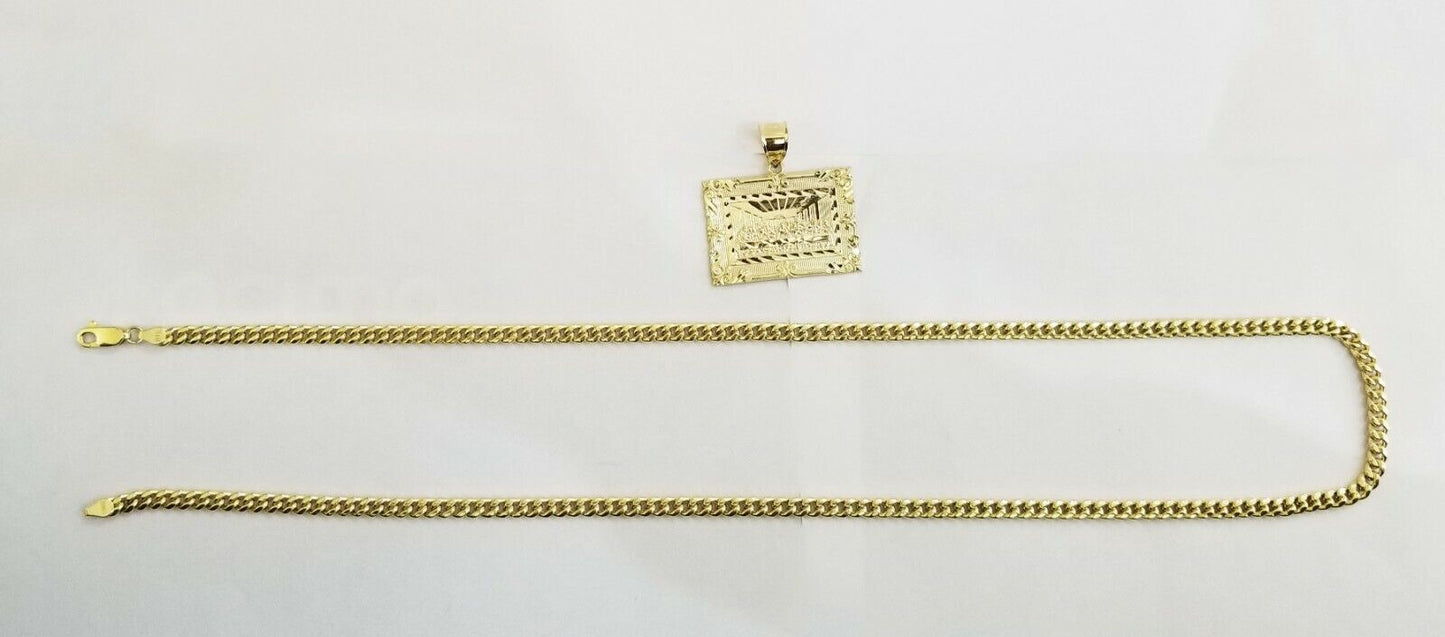 10k last supper charm with Real gold Miami Cuban chain 24inch 5mm 10kt gold set