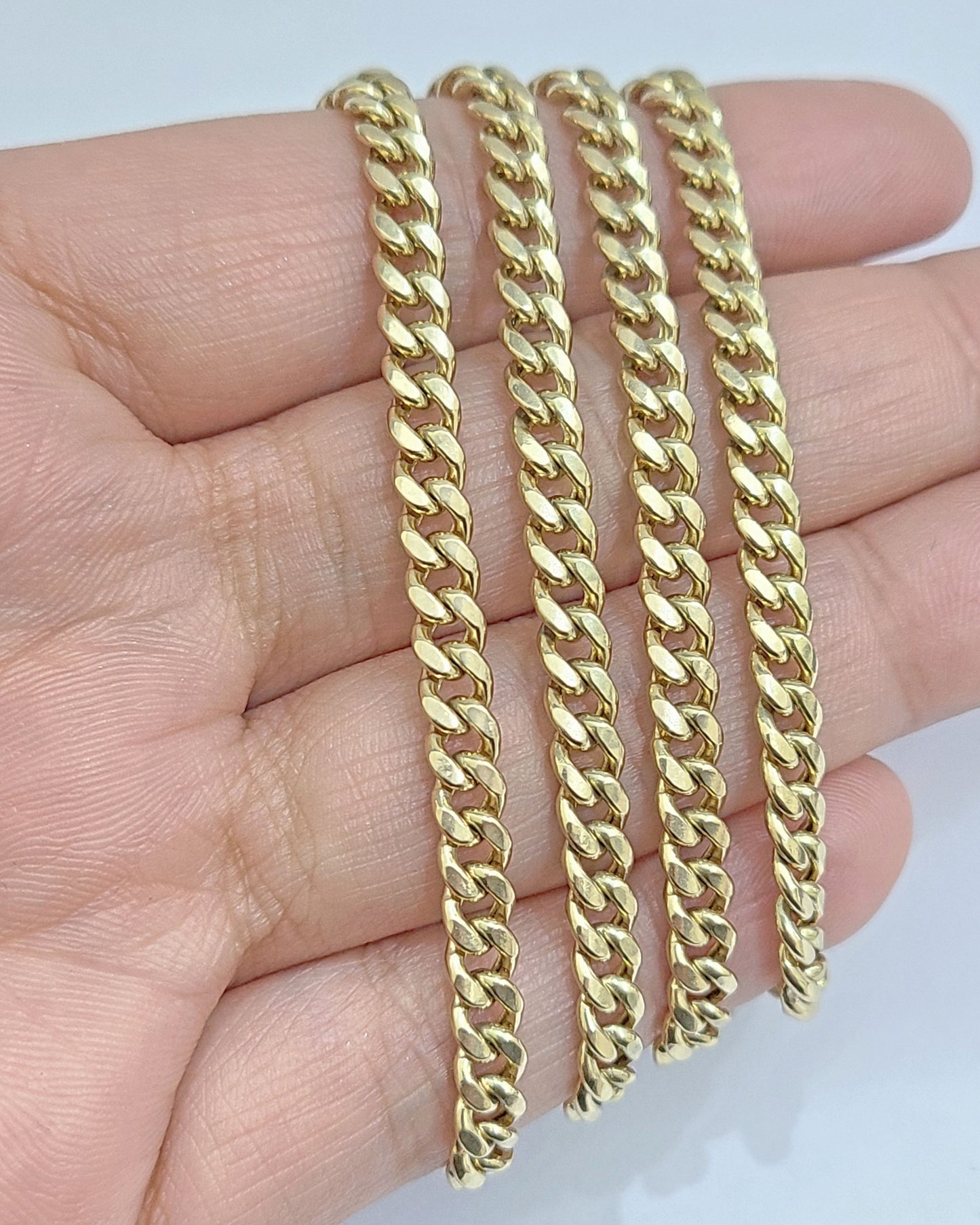 Real 10kt Yellow Gold Miami Cuban Link Chain 10k Necklace 24 Inches 4mm Box Lock