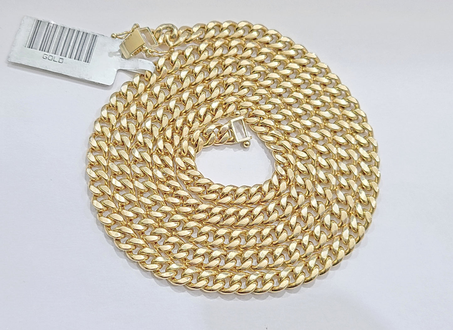 Real 10kt Yellow Gold Miami Cuban Link Chain 10k Necklace 24 Inches 4mm Box Lock