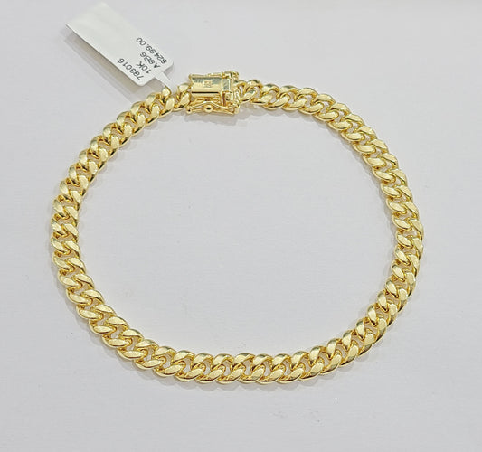 Real 10k Yellow Gold Miami Cuban Link Bracelet 7" inch 6mm 10kt Kids and Ladies