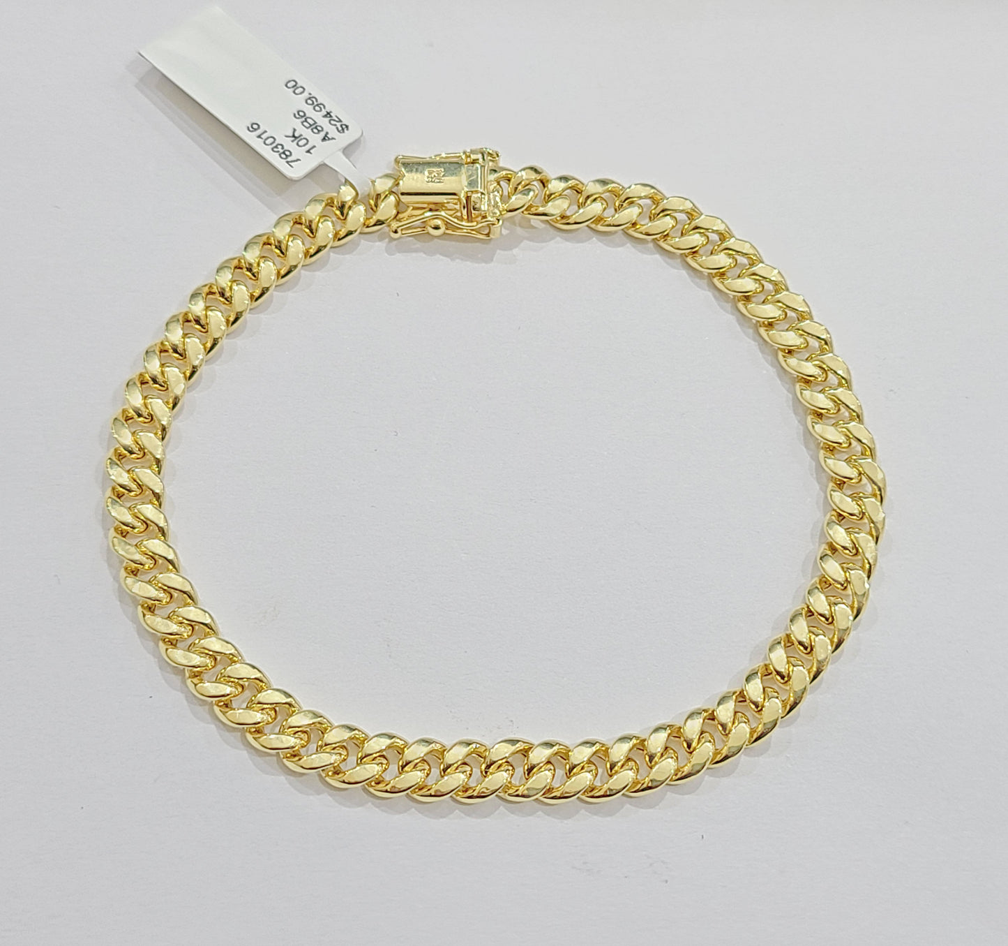 Real 10k Yellow Gold Miami Cuban Link Bracelet 7.5" inch 7mm 10kt Kids and Ladies