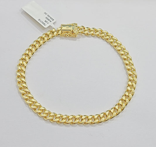 Real 10k Yellow Gold Miami Cuban Link Bracelet 8" inch 7mm 10kt Box Lock Men