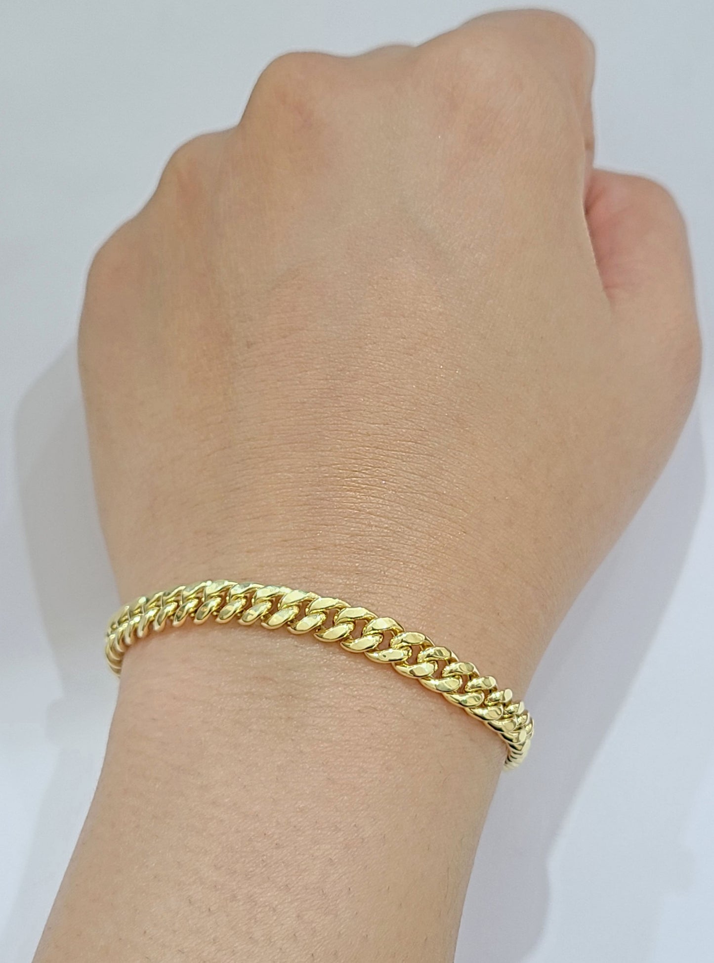 Real 10k Yellow Gold Miami Cuban Link Bracelet 7" inch 7mm 10kt Kids and Ladies