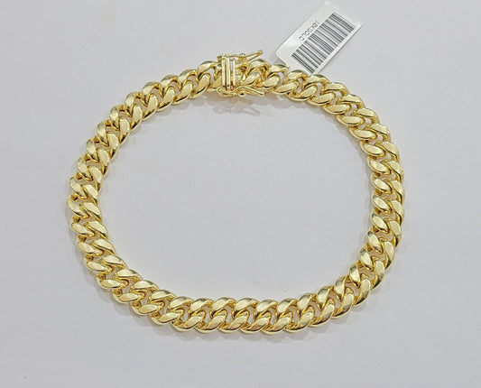 Real 10k Yellow Gold Miami Cuban Link Bracelet 7.5" inch 8mm 10kt Kids and Ladies