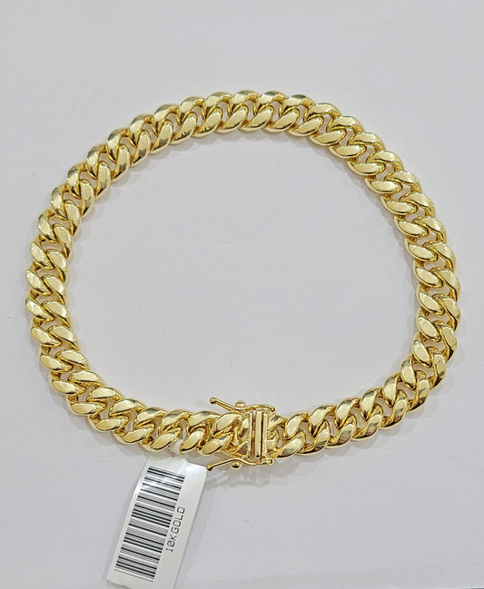 Real 10k Yellow Gold Miami Cuban Link Bracelet 8.5" inch 8mm 10kt Box Lock Men