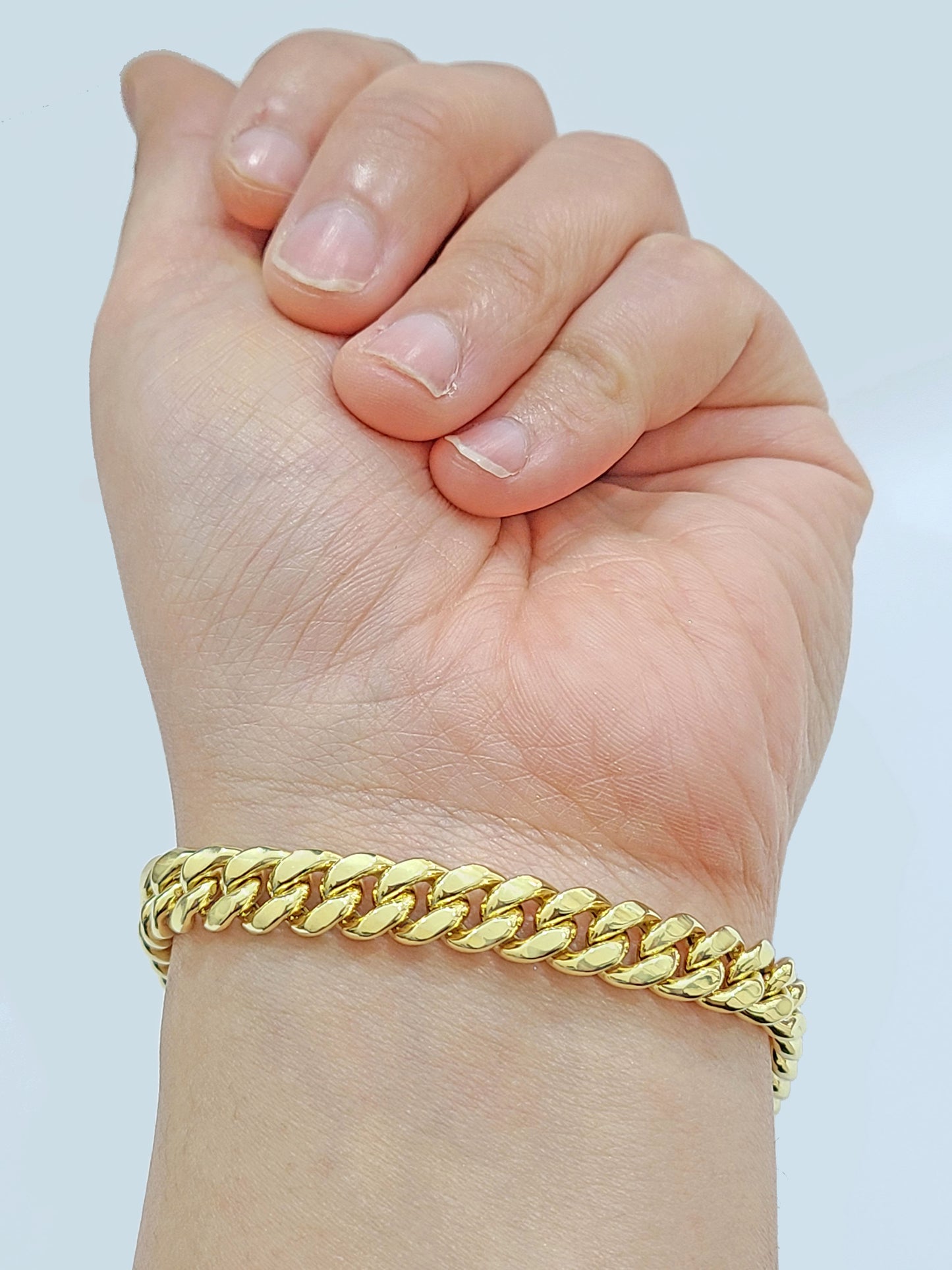 Real 10k Yellow Gold Miami Cuban Link Bracelet 7.5" inch 8mm 10kt Kids and Ladies