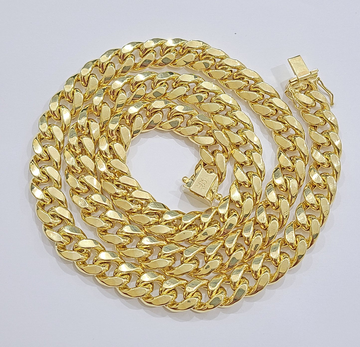 Real 14k Yellow Gold Miami Cuban Link Chain 10mm 20" Necklace Box Lock For Men