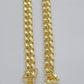 Real 14k Yellow Gold Miami Cuban Link Chain 10mm 22" Necklace Box Lock For Men