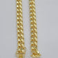 Real 14k Yellow Gold Miami Cuban Link Chain 10mm 24" Necklace Box Lock For Men