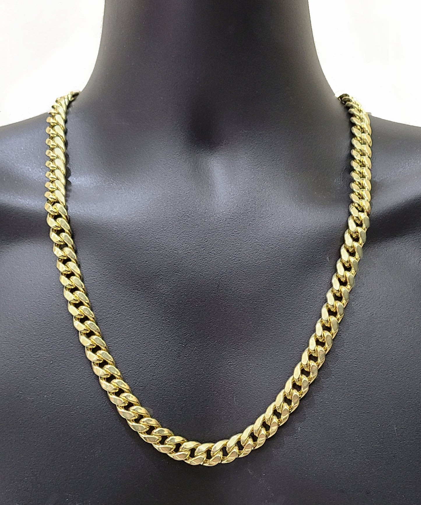 Real 14k Yellow Gold Miami Cuban Link Chain 10mm 30" Necklace Box Lock For Men