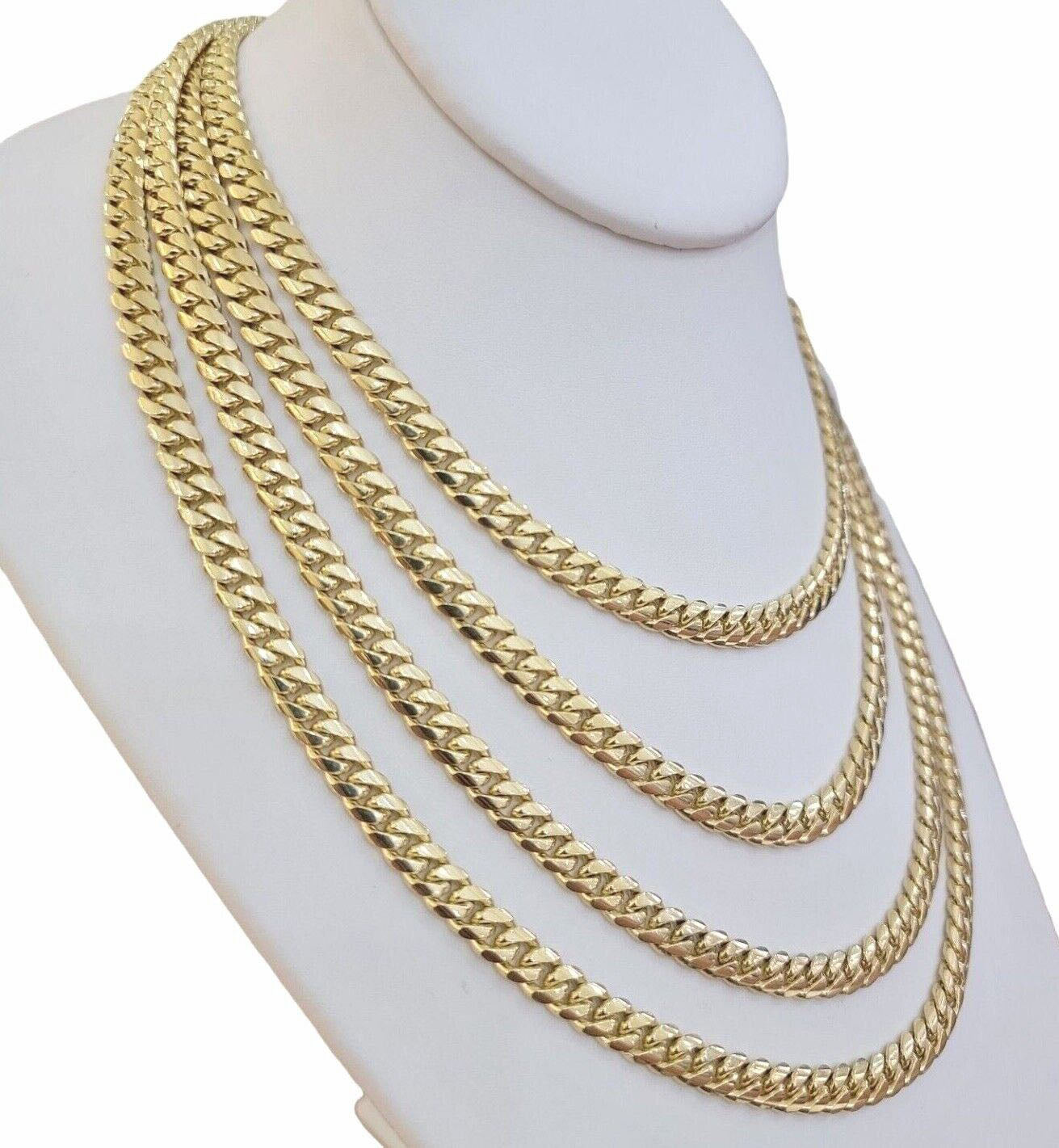 Real 14k Yellow Gold 7mm Miami Cuban Link Chain 18" Necklace Box Lock