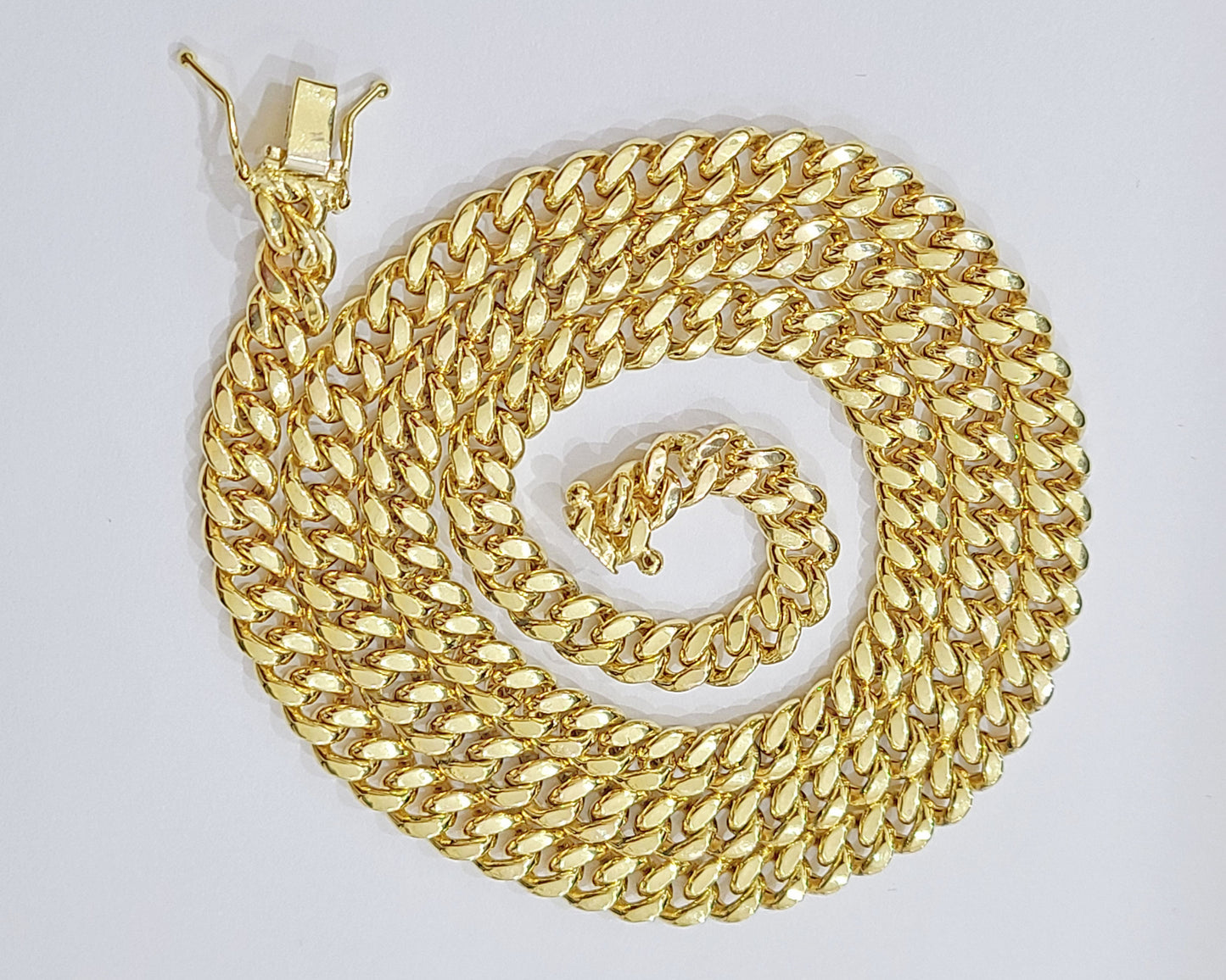 Real 14k Yellow Gold 7mm Miami Cuban Link Chain 18" Necklace Box Lock