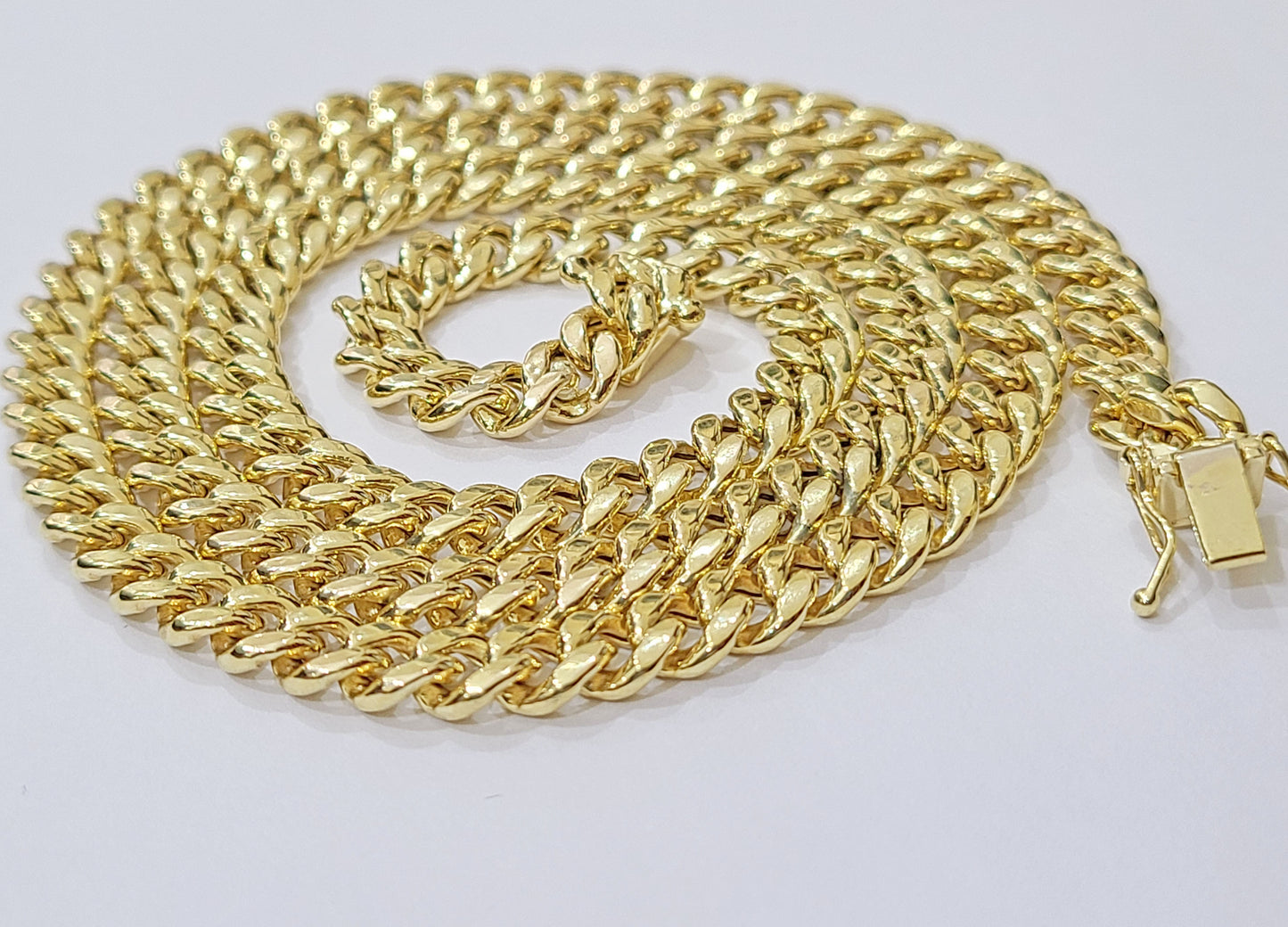 Real 14k Yellow Gold 7mm Miami Cuban Link Chain 18" Necklace Box Lock