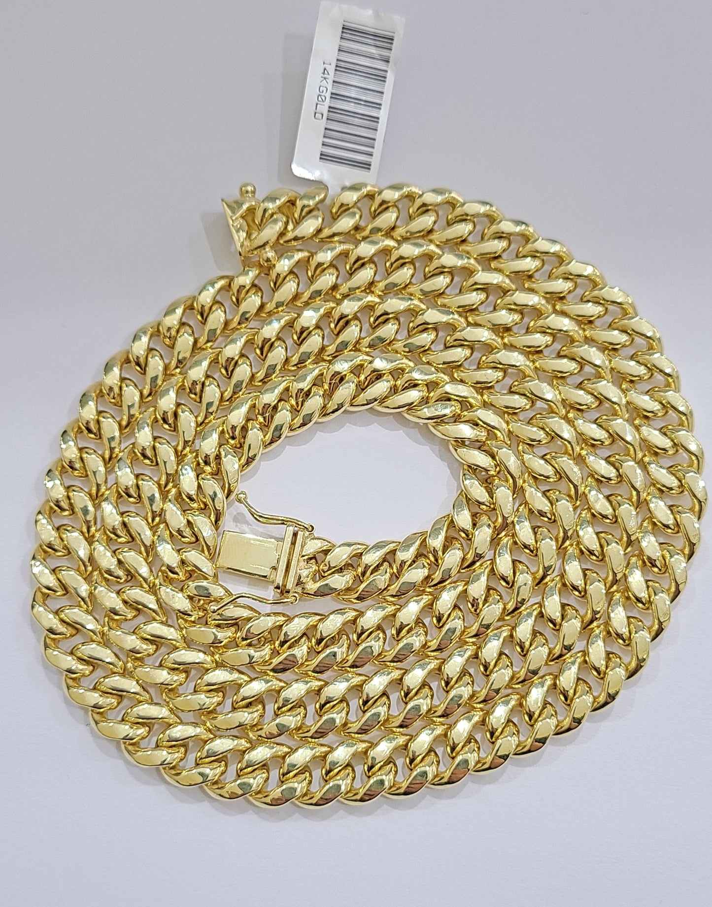 Real 14k Yellow Gold Miami Cuban Link Chain 9mm 30" Necklace Box Lock