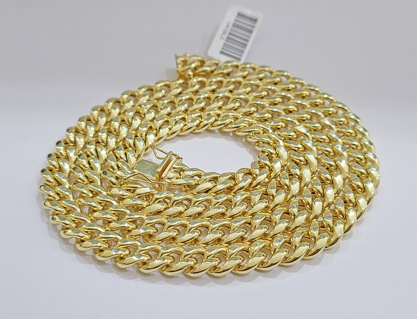 Real 14k Yellow Gold Miami Cuban Link Chain 10mm 24" Necklace Box Lock For Men