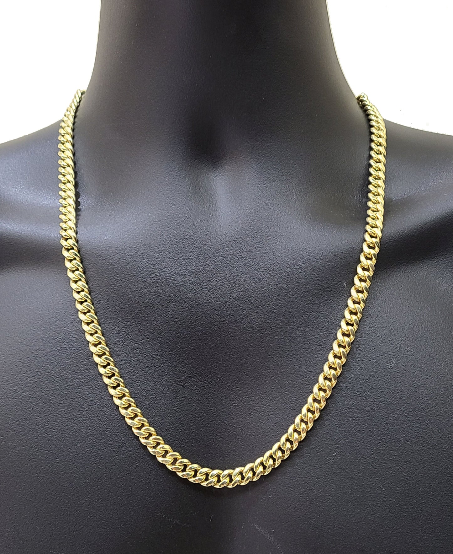 Real 14k Yellow Gold Miami Cuban Link Chain 10mm 24" Necklace Box Lock For Men