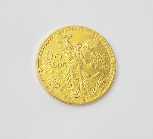 Solid 10k Yellow Gold Centenario Copy 50 Pesos 1947 Mexico/Mexican