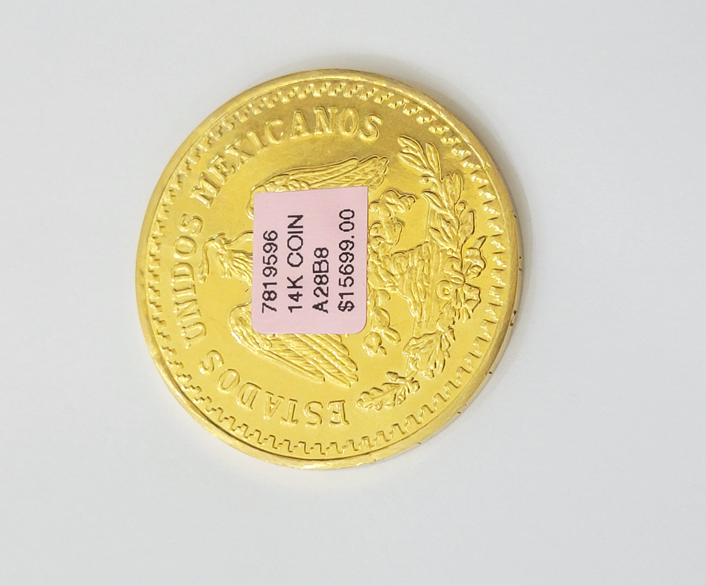 Solid 14k Yellow Gold Coin Centenario Coin Copy 50 Pesos 1947 Mexico/Mexican Coin