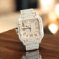Cartier Santos Men's S.Steel Watch Roman Iced Out 12ct Diamonds 40mm (pre-owned)